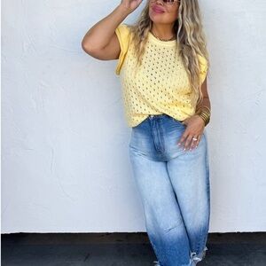 Blakeley Casey  Ruffle Sleeve sweater 1X sunshine yellow